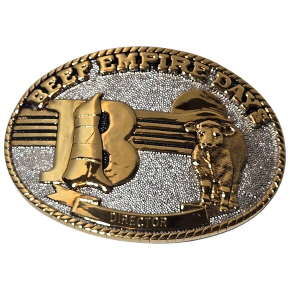 Beef Empire Days Belt Buckle 1983 Director 24k Gold Plated Garden City Kansas - Picture 15 of 16
